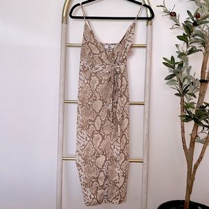 Beige snake print wrap dress